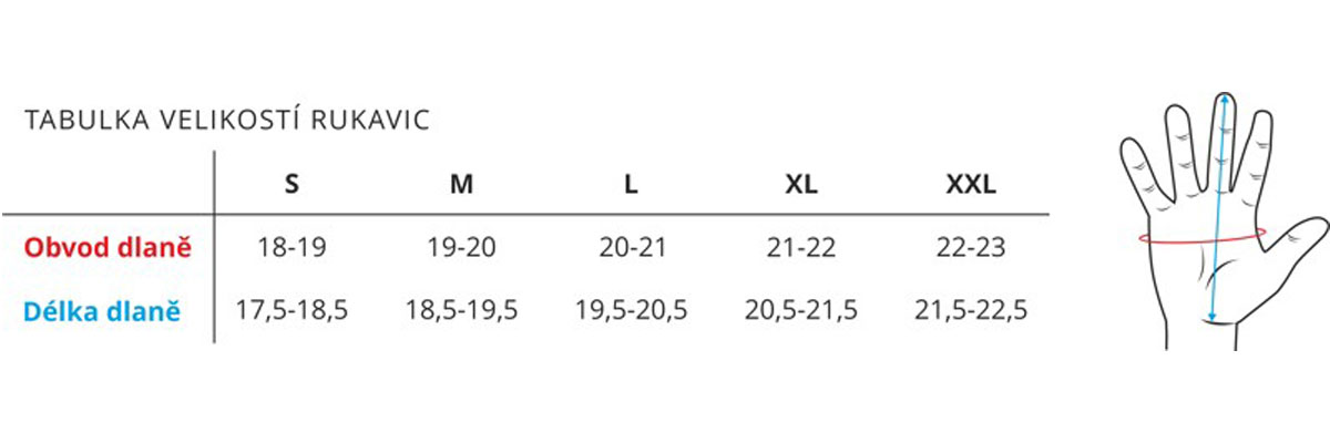 tabulka velikosti zateplene rukavice max1